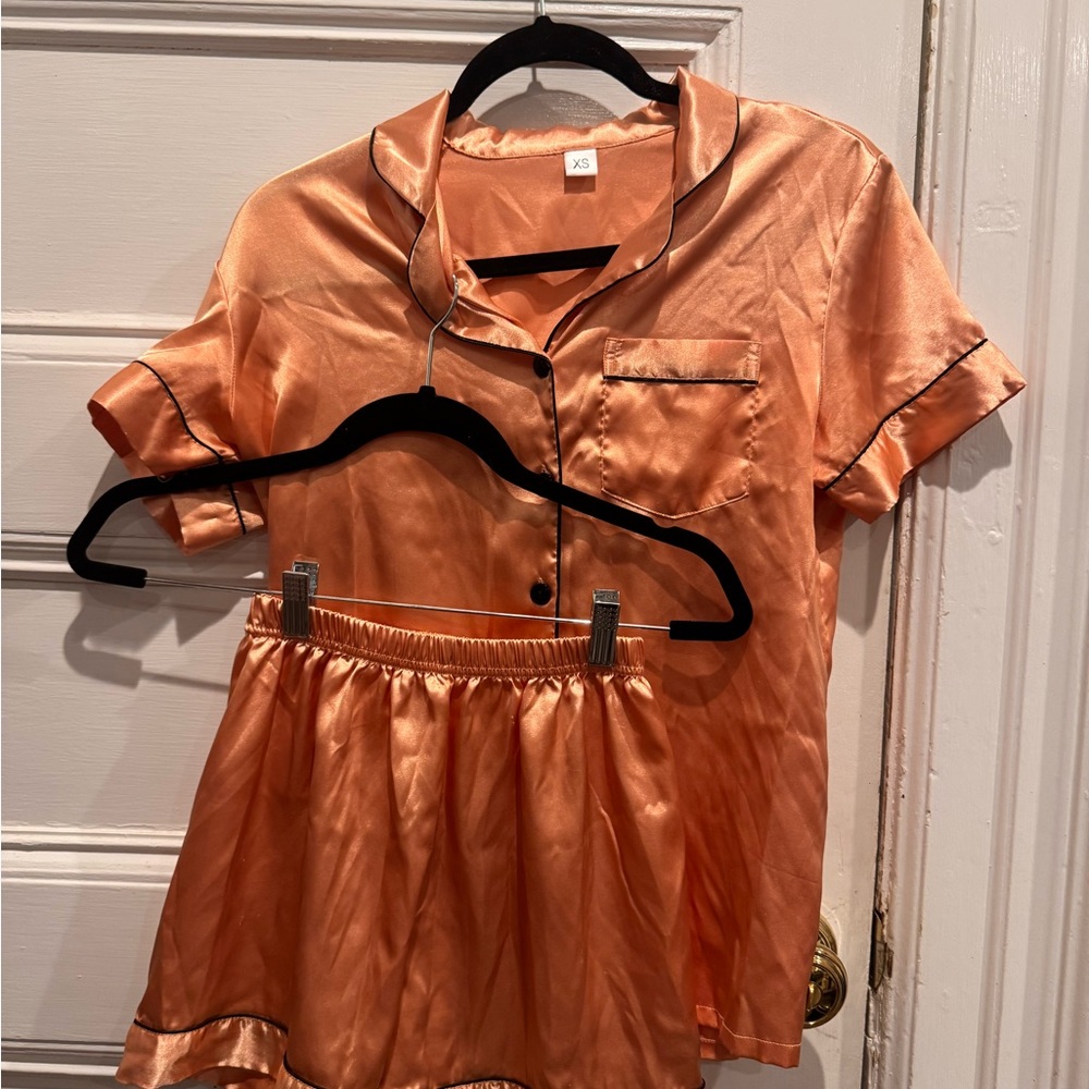 Amazon Women's Satin Pajama Set - Orange